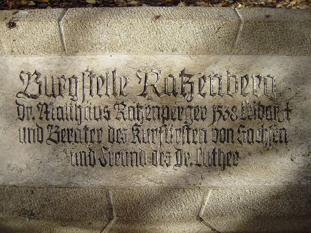 Burgstall Ratzenberg bei Lindenberg im Allgäu, Bavaria, Germany, Steininschrift