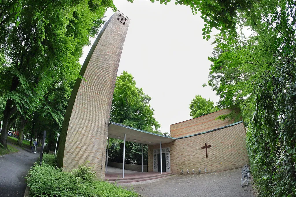 The Evangelical Lutheran Martin Chemnitz Church in Brunswick, Germany. It was erected in 1959 to plans by the church architect Friedrich Berndt.