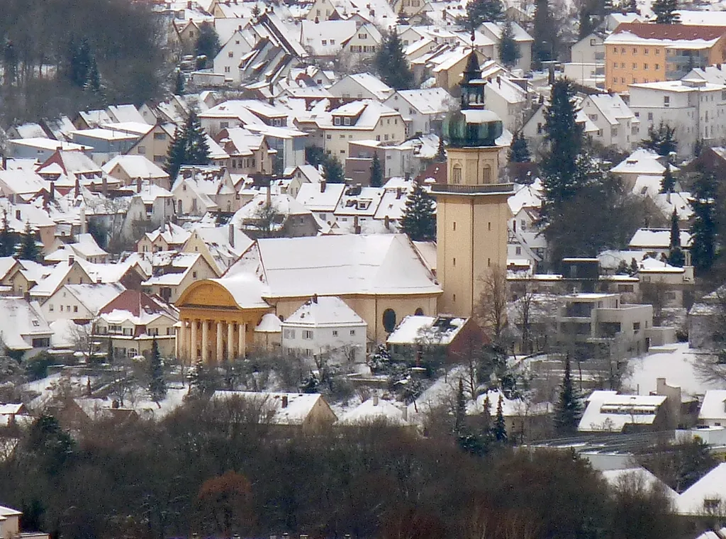 Die Salvatorkirche in Aalen, vom Braunenberg aus