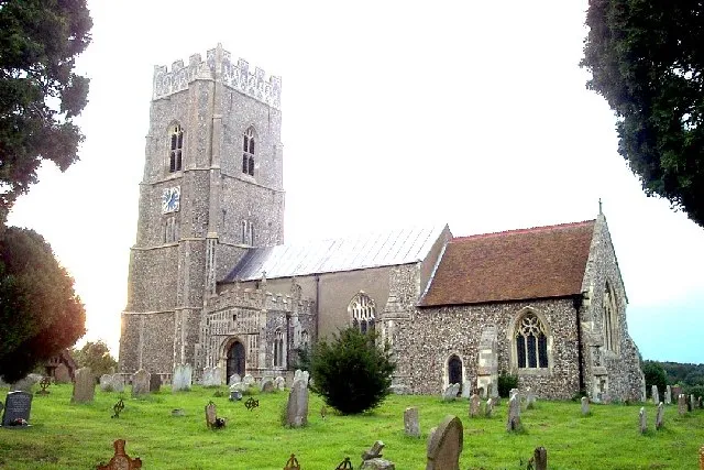Church of St Mary in Kersey, Suffolk, England. A Grade I listed medieval church.