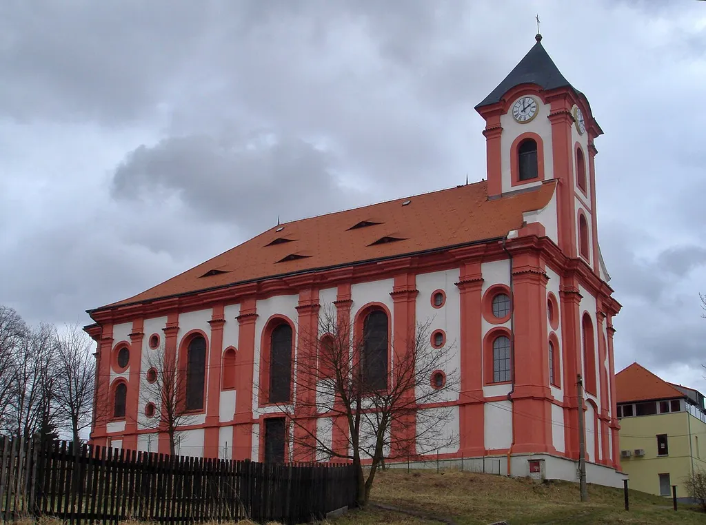 The Church of Saint Lawrence in Chodov (Karlovy Vary Region, Czech Republic).