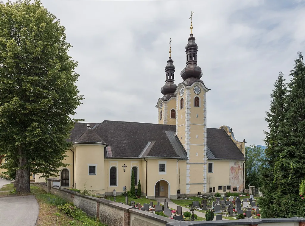 Pilgrimage and parish church Assumption of Mary on Kirchenstrasse #61, municipality Maria Rain, district Klagenfurt Land, Carinthia, Austria, European Union