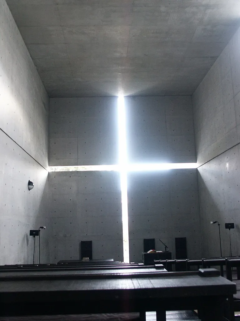 Interior of the Church of the Light, designed by Tadao Ando, in Ibaraki, Osaka Prefecture. I, Attila Bujdosó took this picture on 18/03/2005 in Osaka, Japan.