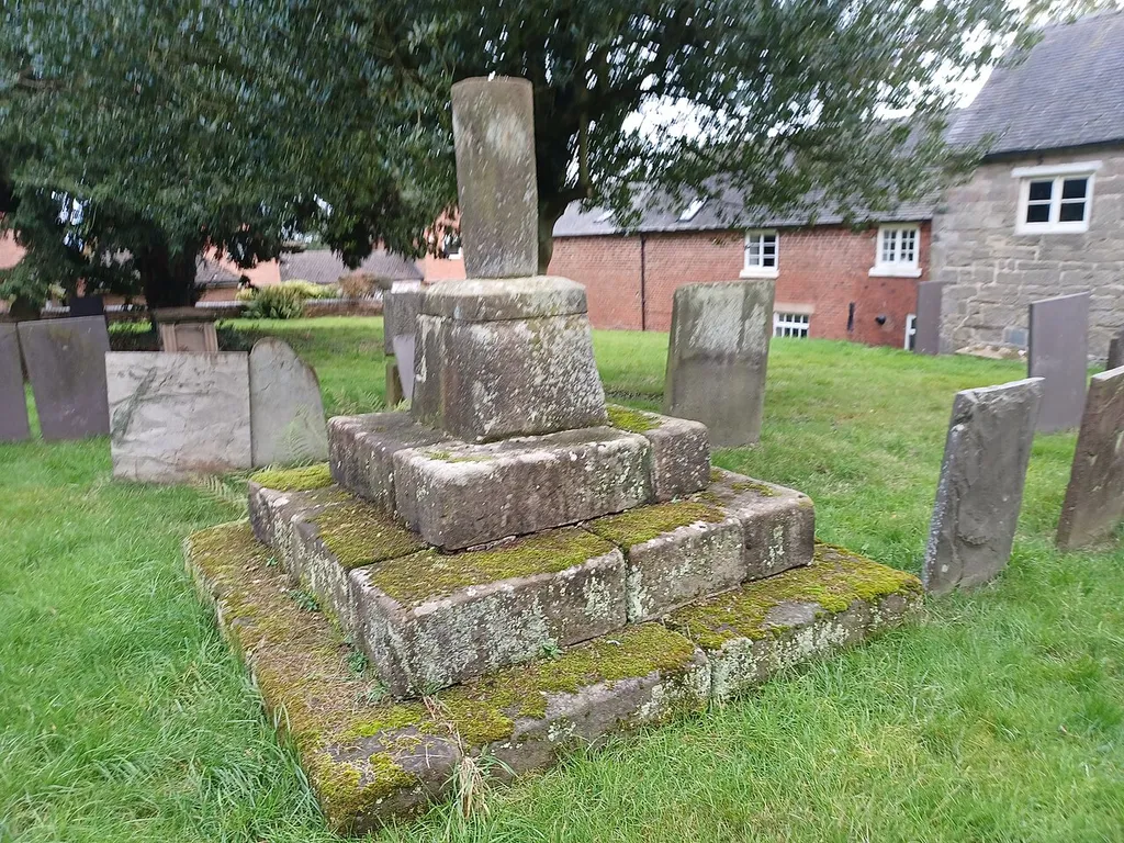 Churchyard Cross, St. Michael's Church, Shirley, Derbyshire, England. Medieval, Grade II listed.