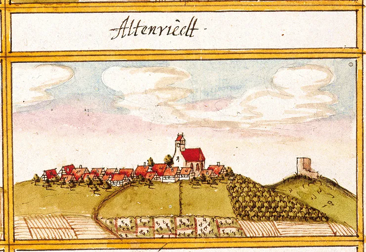 View of Altenriet from the forest register books created by Andreas Kieser