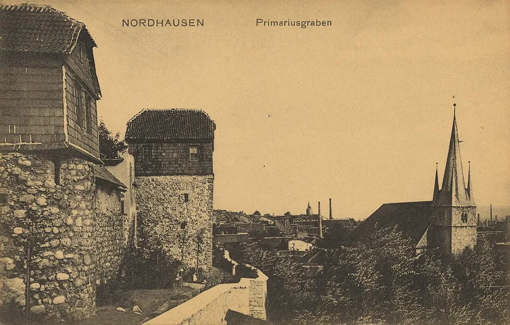 Nordhausen, der Primariusgraben war ein Abschnitt an der Südwestseite der mittelalterlichen Stadtbefestigung