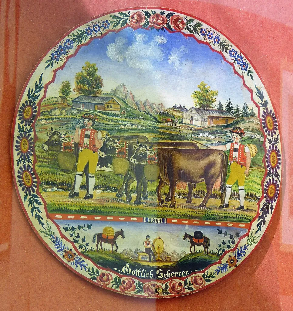 Babeli Giezendanner: Melkeimerbödeli für Gottlieb Scherrer, Ölmalerei auf Holz, 1891