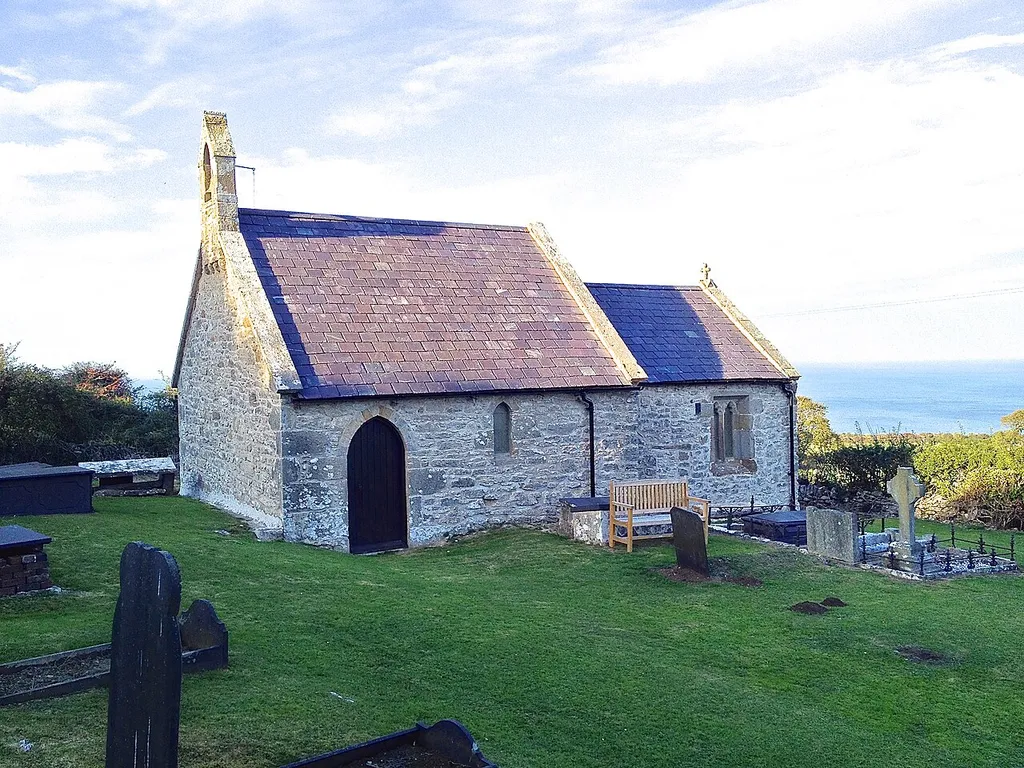 South face of the Church of St Iestyn (more likely St Michael) on an autumn afternoon