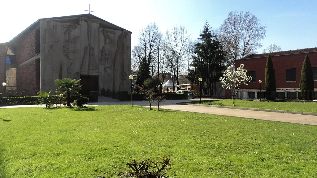 The Saint Marcellina and Saint Joseph at Chartreuse Church with the cultivated garden square