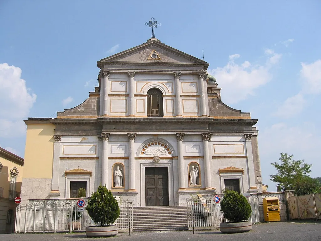 Avellino, Cathedral of the Assumption. Western façade, built in 1860 after a project by Pasquale Cardola.