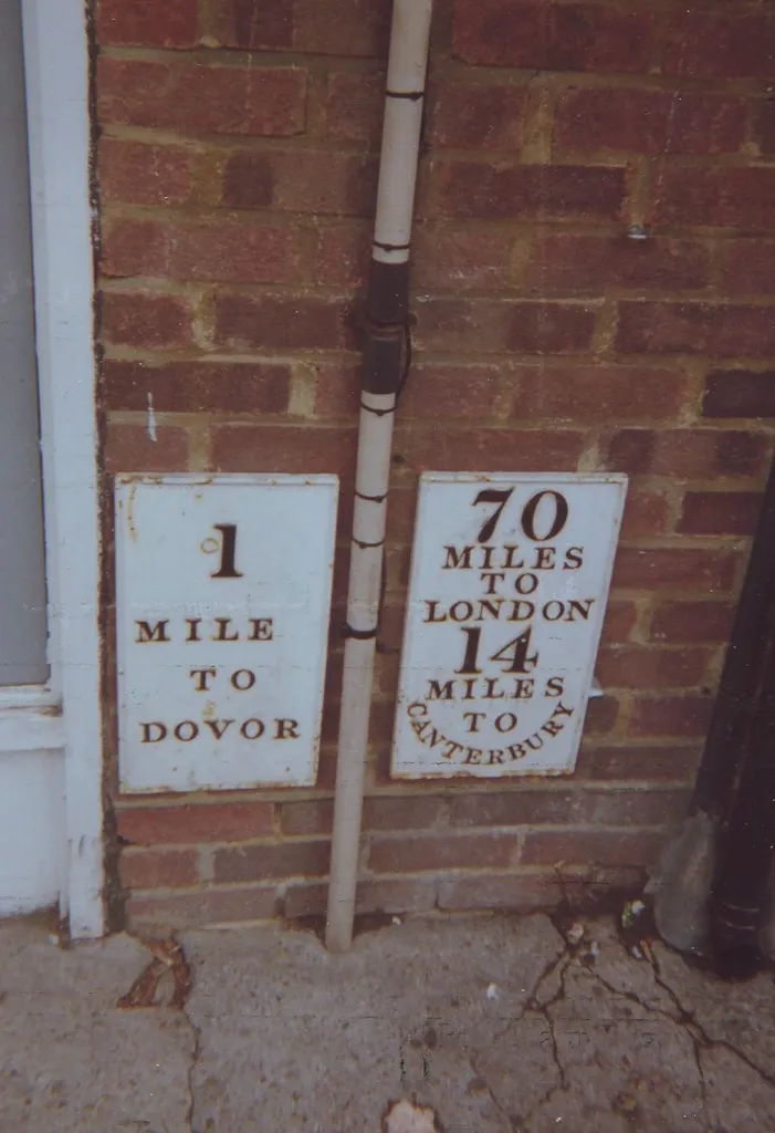 Old Milestone plates by the A256, London Road, Buckland, Dover parish