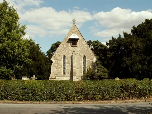 St. Thomas' church, Perry Green, Herts. The famous sculptor, Henry Moore, is buried at this small church, which was built in 1853.