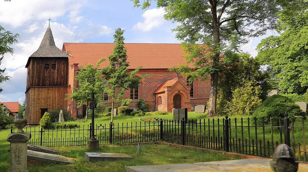 The Protestant Village Church (Dorfkirche) of Grano, district of Schenkendöbern, Landkreis Spree-Neiße, Brandenburg, Germany.