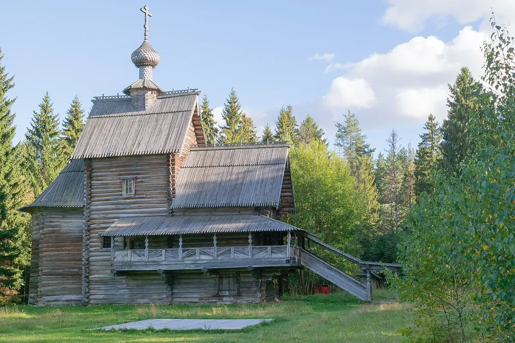 Church of Transfiguration, 1732, Russia, Vasilevo by Torzhok; ethnographic museum; wooden church