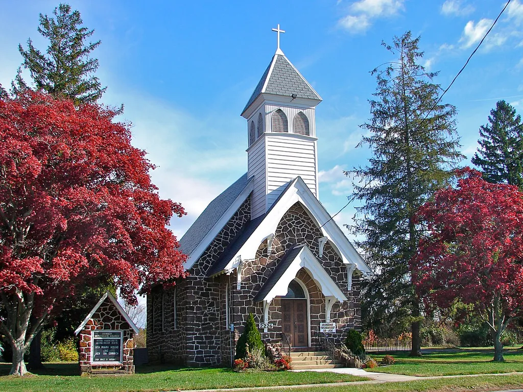Downer Methodist Episcopal Church newly listed on the NRHP as of October 14, 2010. At 2226 Fries Mill Rd., just south of US 322, in Monroe Township, Gloucester County, New Jersey. There was a hamlet called Downer but it didn't seem to be visible from here. A school was built here in 1871, then the church took it over and added on to get the church, which burnt down and was rebuilt. On the announcement board (visible) it calls itself "The little church with the big welcome." Apparently no website for the church.
