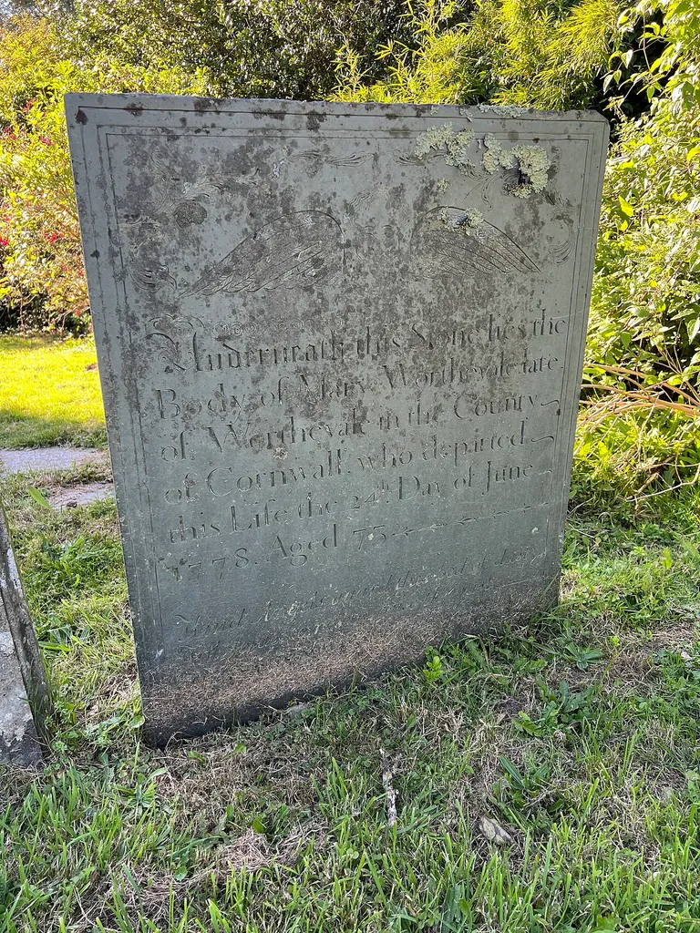 St Endellion, Headstones Of Mary Worthevale 9 Metres To North Of Rood Loft Projection, North Aisle Of Church Of St Endelienta.
