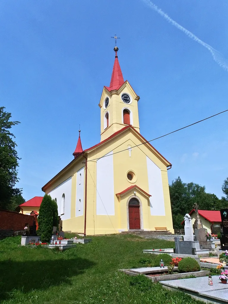 Odry, Nový Jičín District, part Dobešov, Czech Republic. Church of Saint Nicholas.