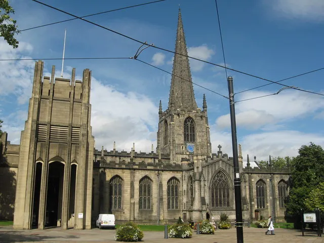 The Anglican Cathedral Church of St Peter and St Paul, Sheffield, South Yorkshire, England. There has been a church on this site since Saxon times. It has always been a parish church, and since 1914 it has been the Cathedral Church of the Diocese of Sheffield. It is Grade 1 Listed. Official website