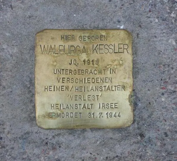 Stolperstein Walburga Kessler in Burgberg (Allgäu) - Recherche und Bild von Matt Kessler, Urgroßneffe