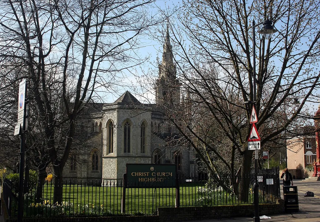 Christ Church parish church, Highbury Grove, London N5, seen from the north