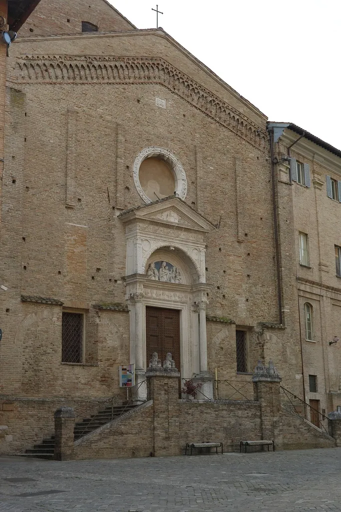 The main front of the church of Saint Dominic in Urbino (Italy)