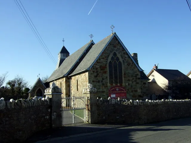Eglwys Sant Brynach, Dinas The new church built 1860 to replace the old church beside the beach that was swept away in a storm the previous year. St Brynach was an Irish saint to whom there are seven churches dedicated in West Wales.