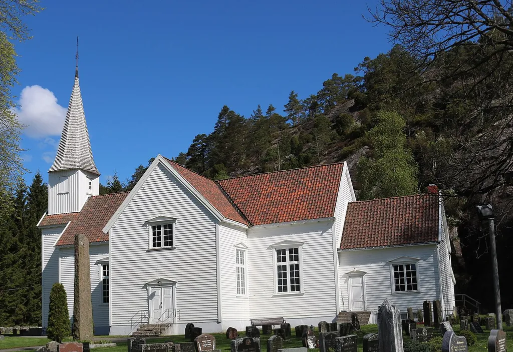 Konsmo kirke i Audnedal. Foto: Rolf Steinar Bergli, fra Lokalhistoriewiki.