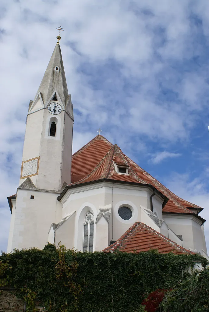 Catholic Parish Church of Saint John the Baptist and cemetery, view from east with graveyard wall