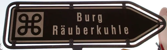 Hinweisschild auf die Burg Räuberkuhle