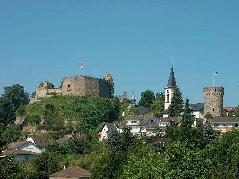 Lindenfels Castle, Catholic church, Evangelical church, Bürgerturm, Lindenfels, Hesse, Germany