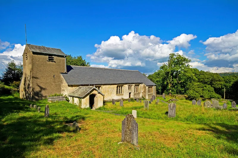 Cartmel Fell Church, near to Cartmel Fell, Cumbria, Great Britain. The church at Cartmel Fell hidden amongst the woodland.
