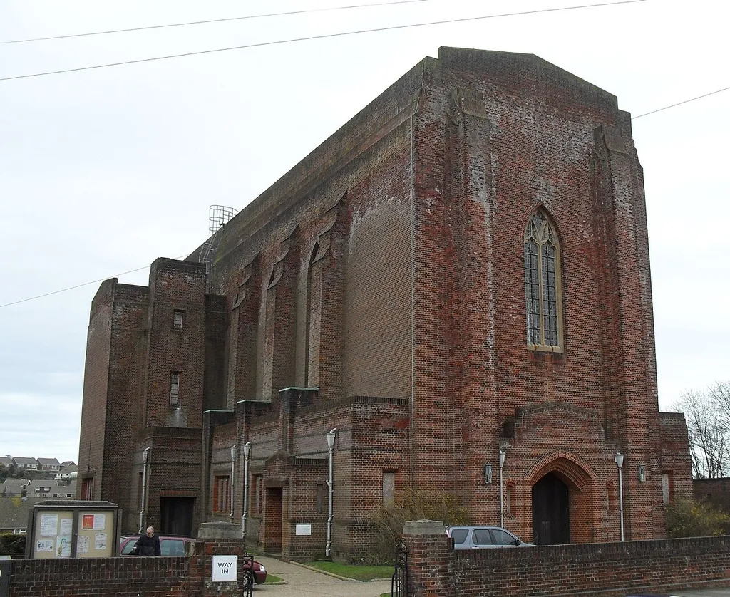 St Elisabeth's Church, Victoria Drive, Eastbourne, East Sussex, England. Built in 1937–38 by P.D. Stonham. Structural problemd affected it from the start, and it was declared redundant in 2002. Listed at Grade II by English Heritage (IoE Code 293633)