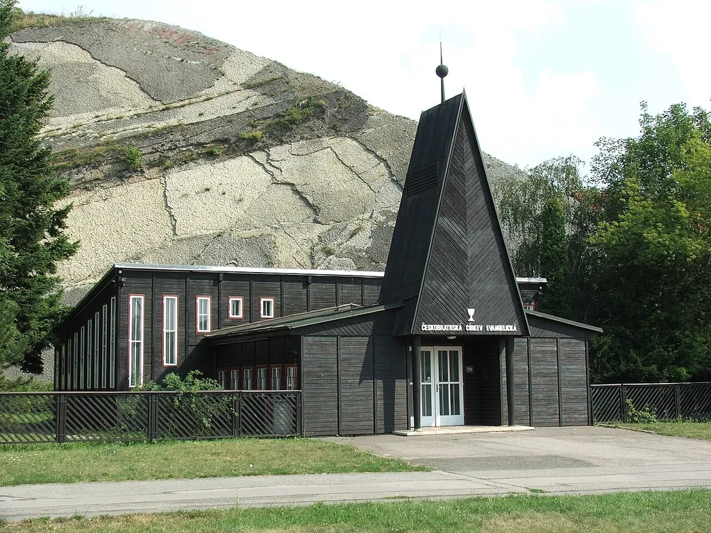 Small wooden church of Evangelical Church of Czech Brethren, Prague - Braník, Czechia.