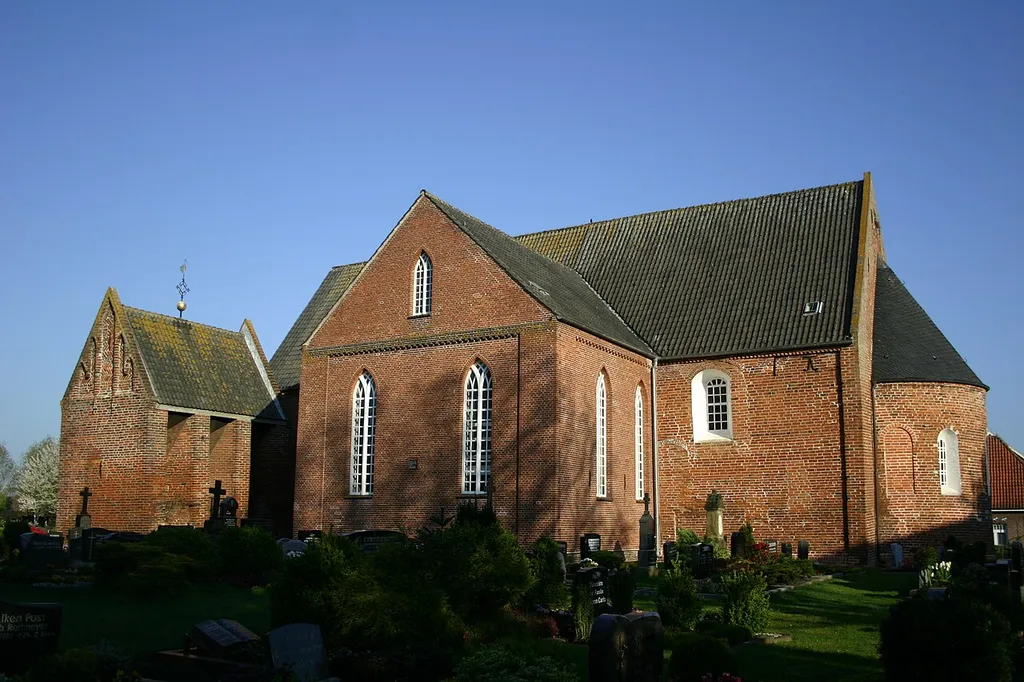 Historic church in Strackholt, district of Aurich, East Frisia, Germany