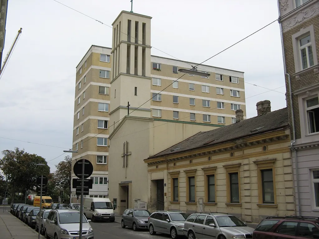 Kirche Namen Jesu (1950) von Josef Vytiska in Wien-Meidling This media shows the protected monument with ObjektID 25494 in Austria. (Commons, de, Wikidata)