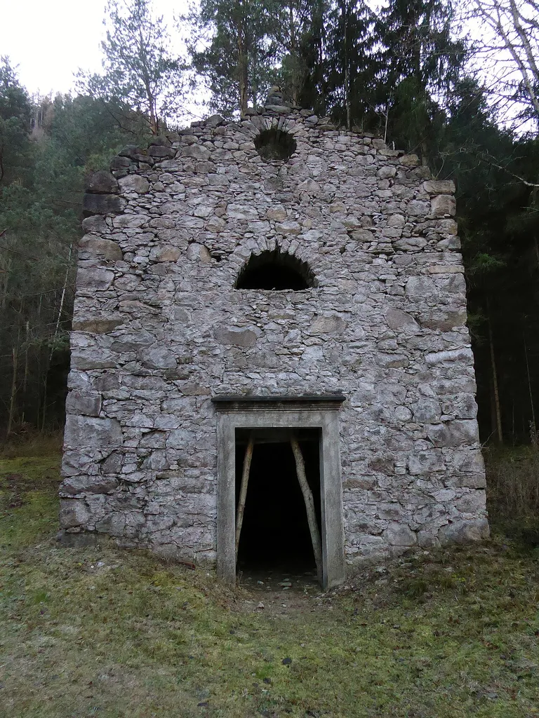 The ruins of the church of Ischiazza, an abandoned village in the municipality of Valfloriana (Trentino, Italy)