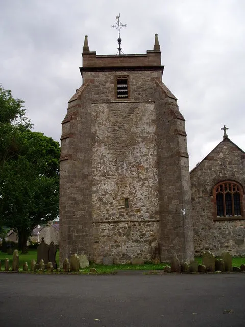 Photograph of the tower and west end of St Mary's church, Cilcain