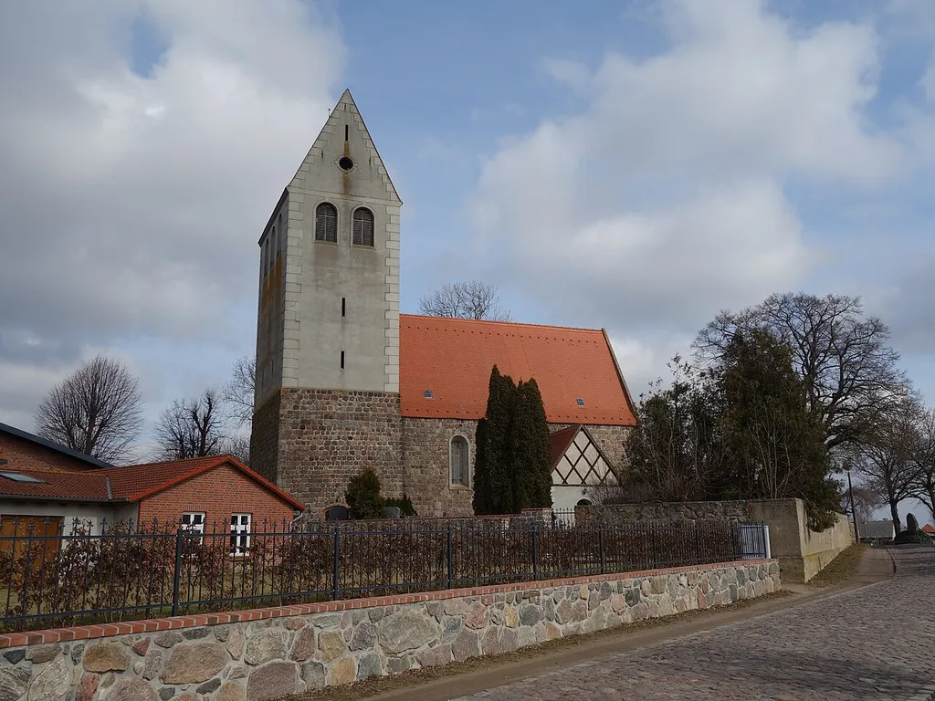 South-south-western view of the church in Bietikow , Uckerfelde municipality , Uckermark district, Brandenburg state, Germany