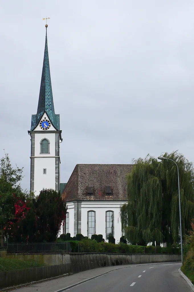 Protestant church of Altnau, Switzerland. Seen from the west.