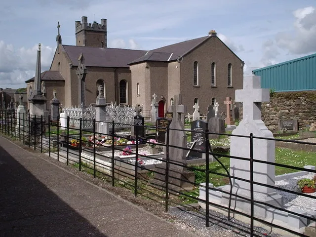 Churchyard at Holy Trinity Without -Ballybricken Waterford, near to Ferrybank, Port Lairge and Slieveroe, Kilkenny, Ireland. Photograph taken from rear of church overlooking the churchyard