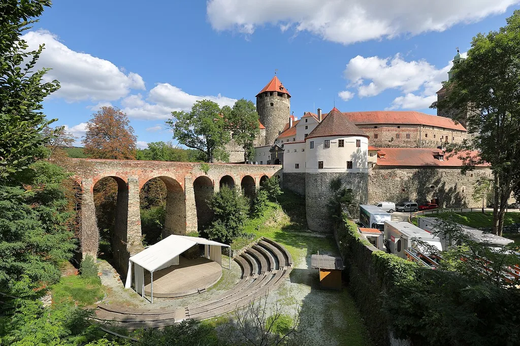 Schlaining Castle with moat in Stadtschlaining, Austria.