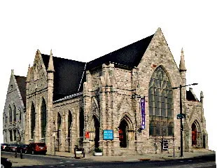 A view of the outside of Old Zion Lutheran Church (Philadelphia, PA) - originally built as St. Matthews Lutheran Church (a daughter congregation).