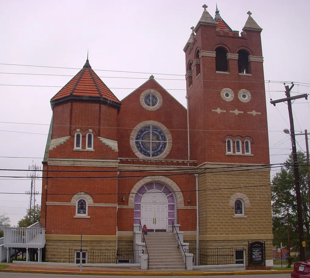 Front of the First Baptist Church on Ripley Street in Montgomery, Alabama