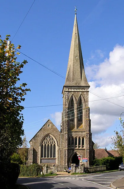 Former Methodist church, Church Lane, Catsfield, East Sussex, seen from the southeast. The building has now been converted into two homes and there are two rooms in the tower. When this photo was taken one of the houses was for sale.
