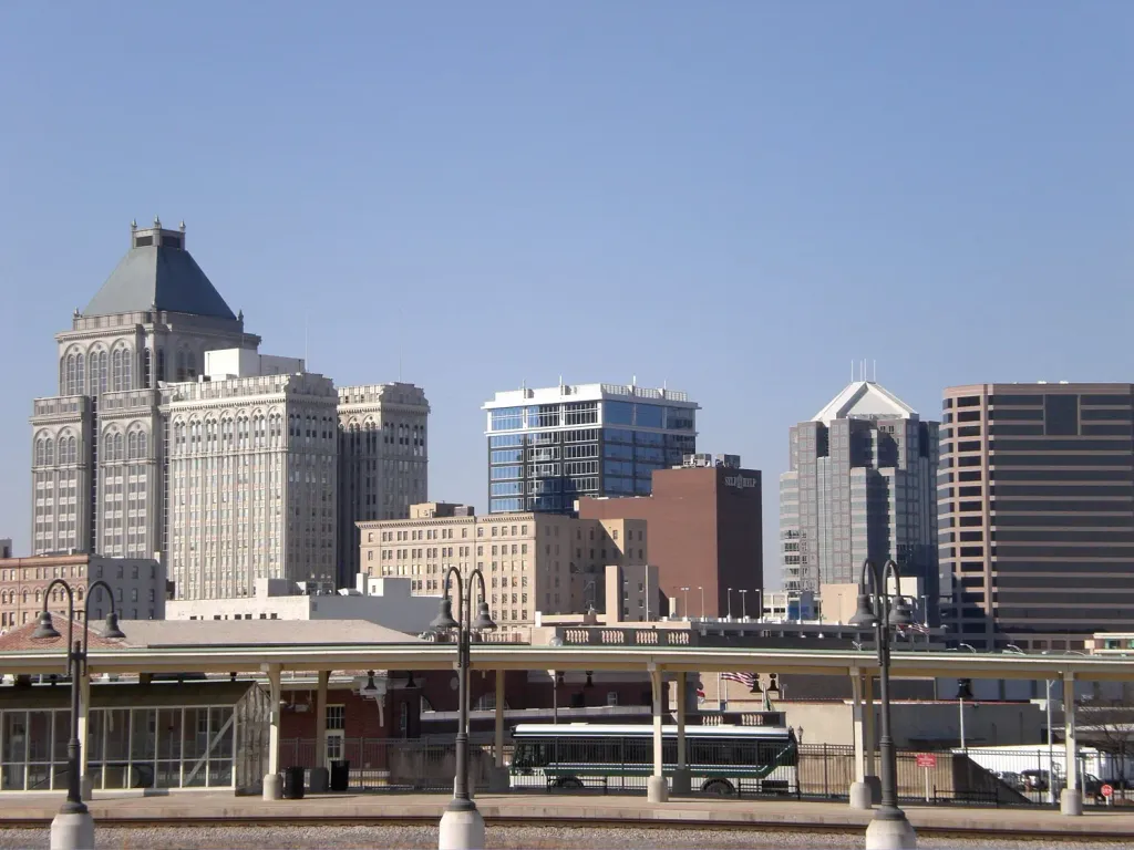Skyline of Greensboro, North Carolina, United States.