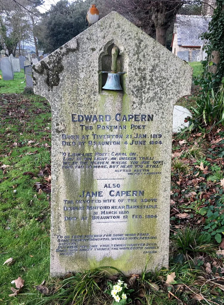 The grave of Edward Capern in Heanton Punchardon, Devon. He is the subject of a book entitled 'The Postman Poet' by Liz Shakespeare