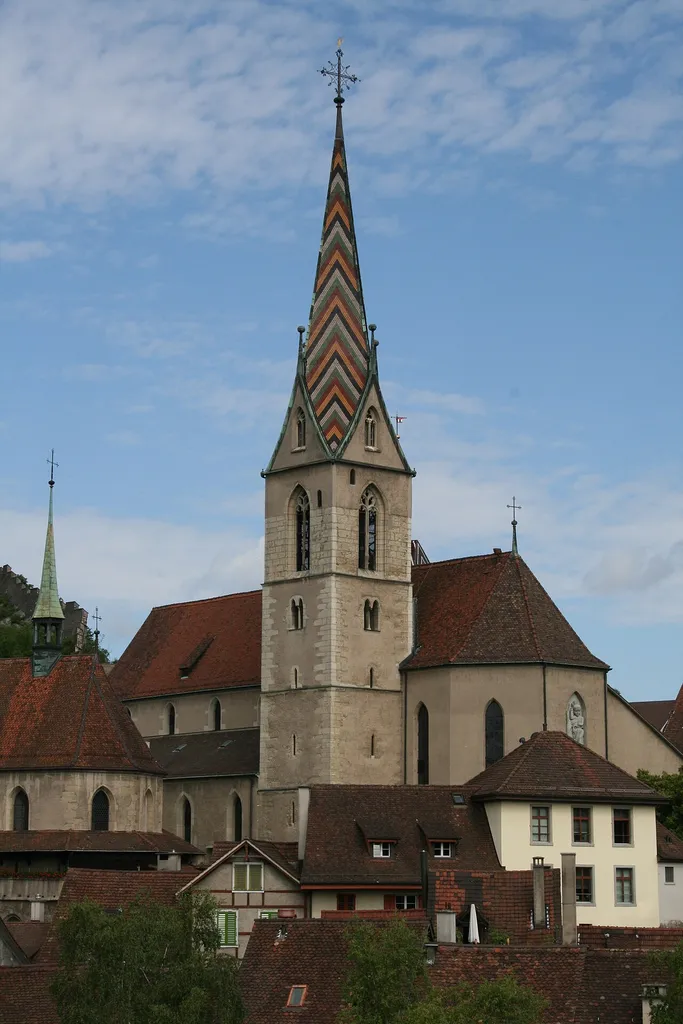 Stadtpfarrkirche Baden AG, Blick von der Hochbrücke, Schweiz