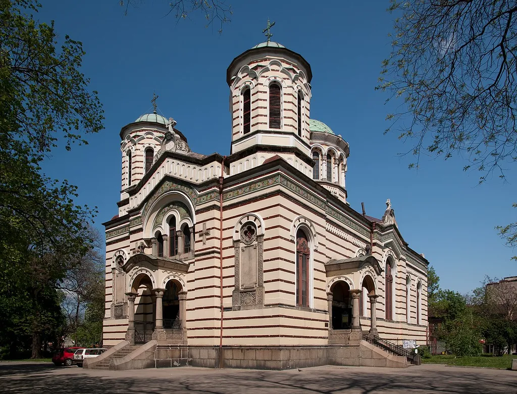 St. Nikolay Sofiyski church in Sofia, Bulgaria. Designed by the Bulgarian architect Anton Tornyov, consecrated in 1900 by Parteniy metropoliten of Sofia.