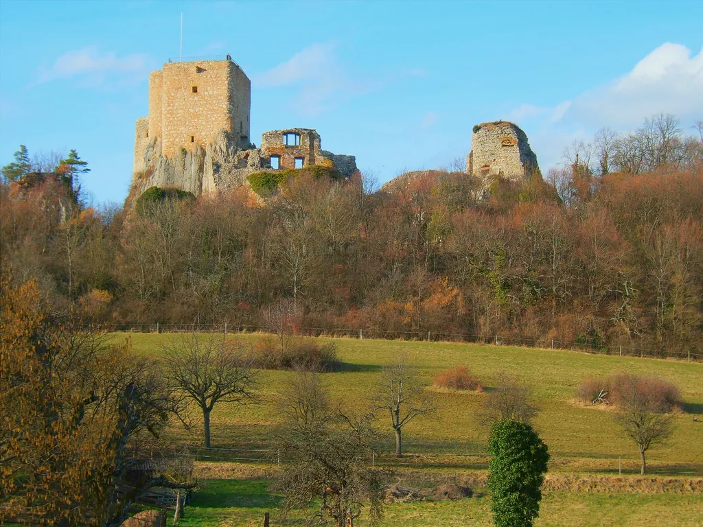 Ruins of Castle Landskron (Chateau du Landskron, Burg Landskron), Leymen, Alsace, France