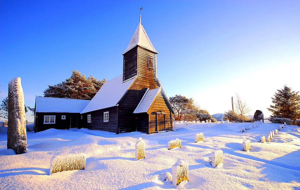 Vilnes church in Askvoll, Sogn og Fjordane, Norway, from 1674.